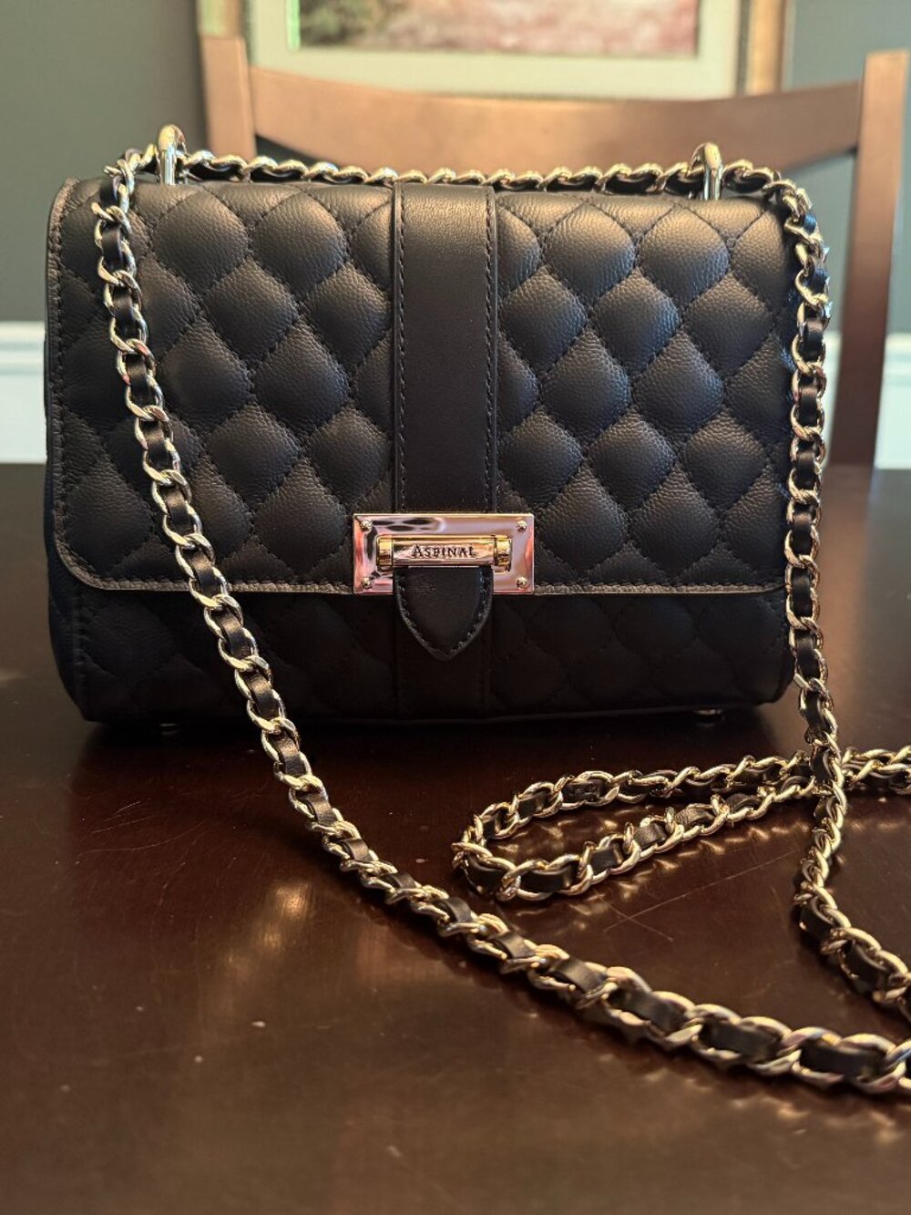 Aspinal of London Lottie - quilted black kaviar